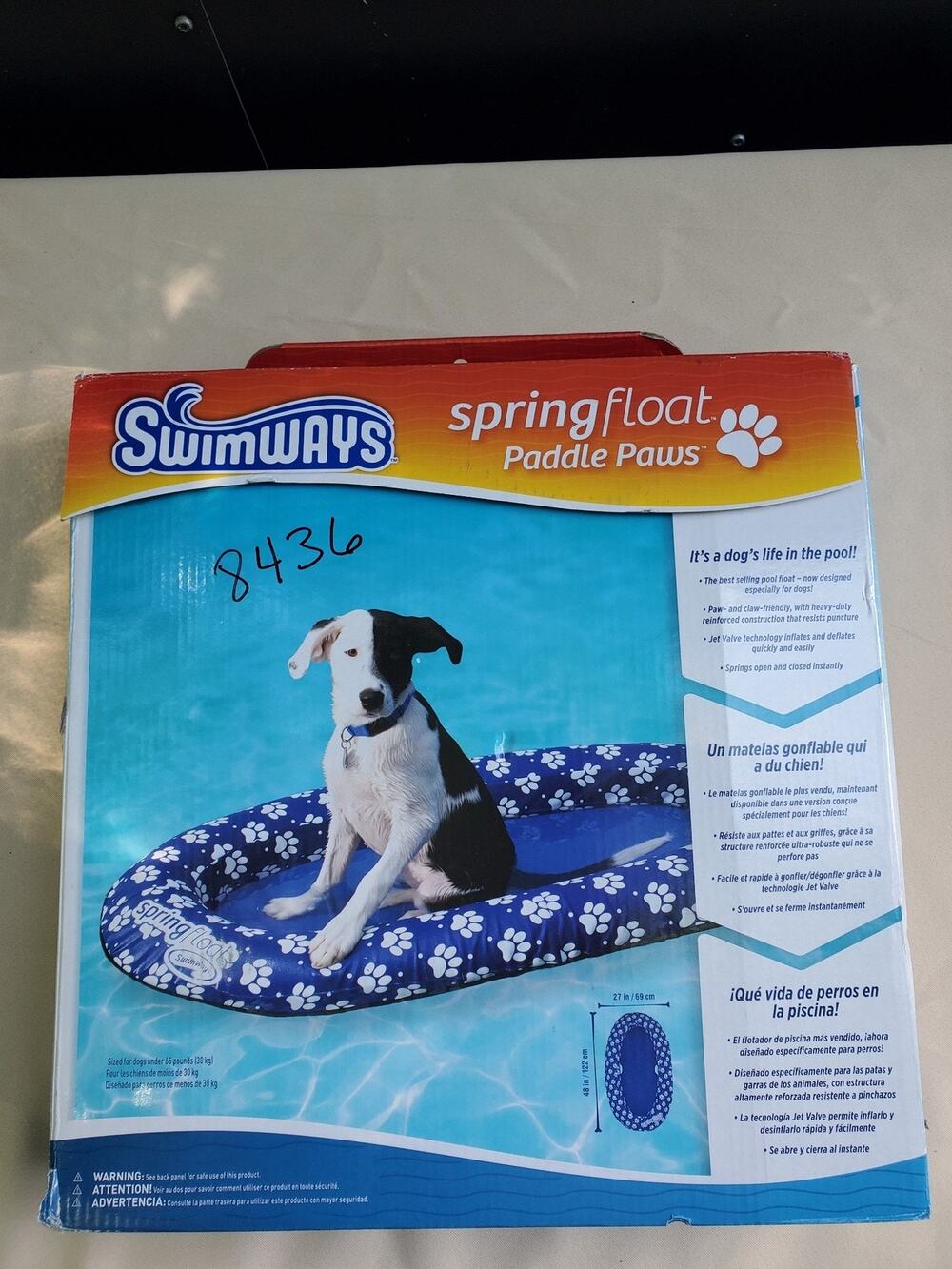 SwimWays Dog Pool Float Spring Float Paddle Paws Puncture Resistant Heavy Duty